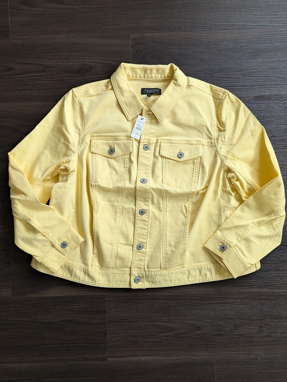 NWT Talbots Butter Yellow Denim Jacket 2X Petite Boho Summer Resort Cottagecore